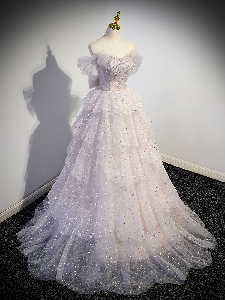 Off-the-shoulder Gown Female Host Singing Costume