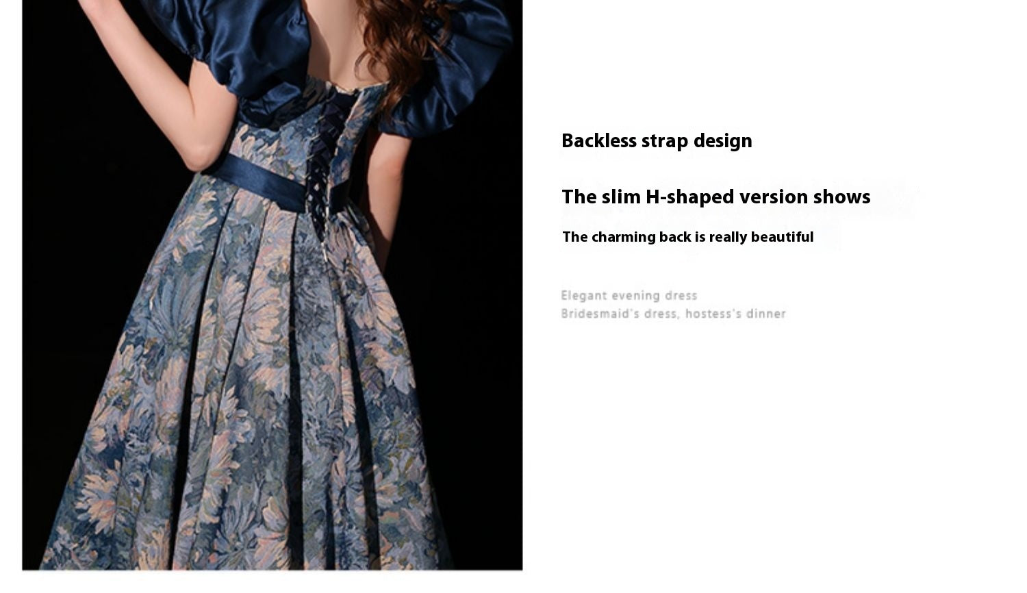 Light Luxury Minority Princess Court Oil Painting Style Tube Top Blue Evening Dress