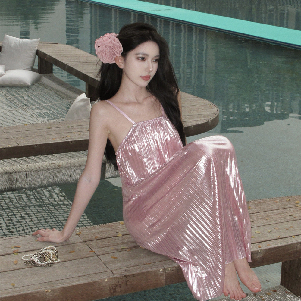 Sparkling Mermaid Princess Pleated Suspender Skirt