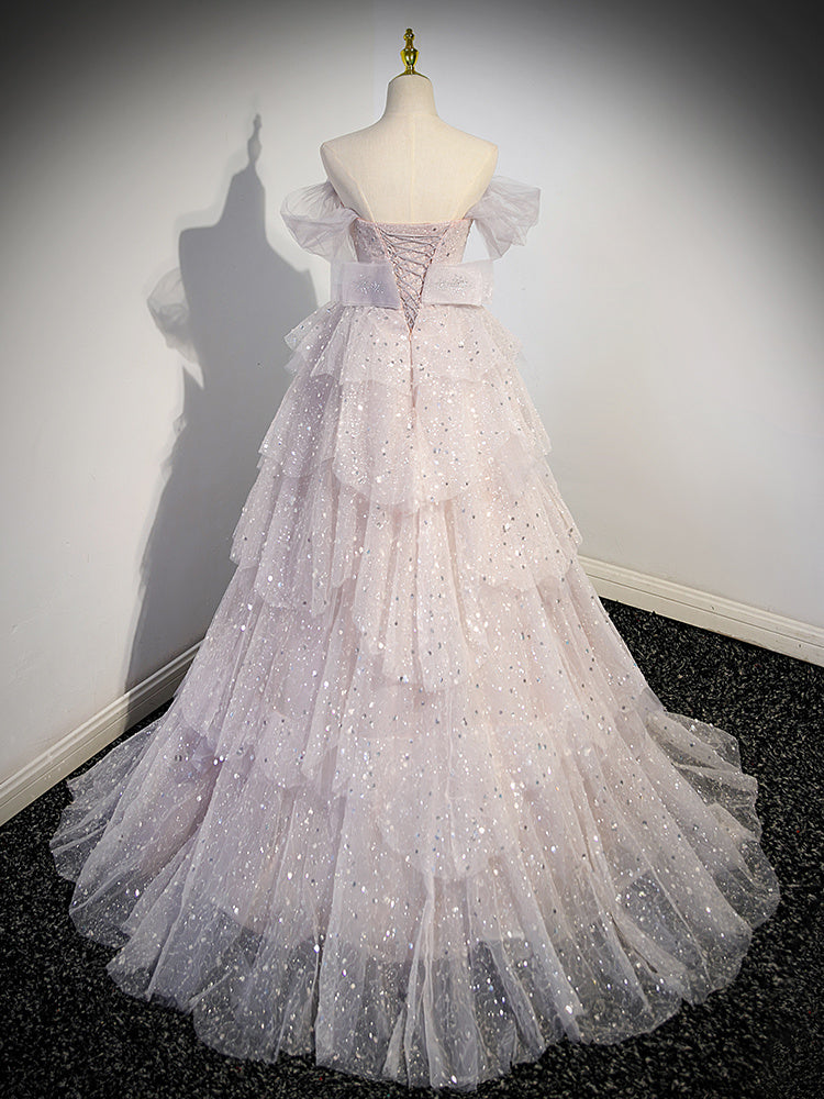 Off-the-shoulder Gown Female Host Singing Costume