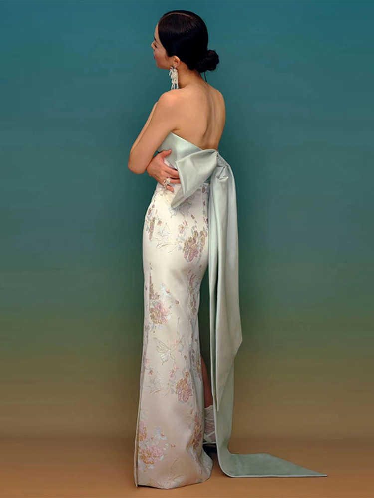 Chinese Style Morning Gowns Female Cheongsam Tube Top Toast Dress Bridal Gown