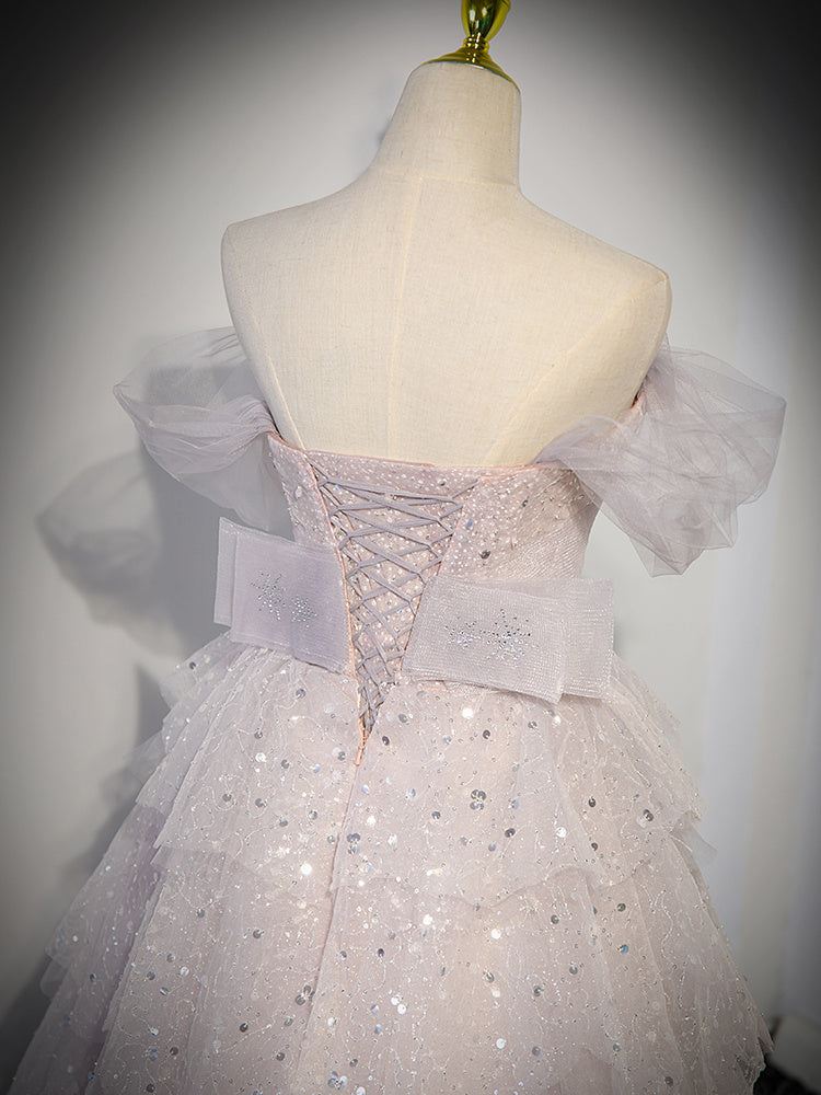 Off-the-shoulder Gown Female Host Singing Costume